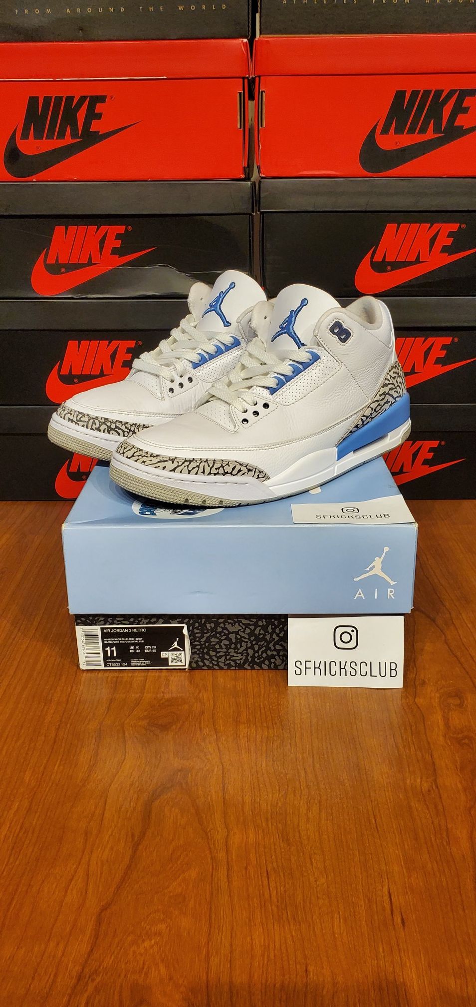 Air Jordan 3 Retro UNC Mens Size 11 CT8532-104