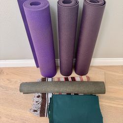 Set of 4 Yoga Mats & 1 Manduka Towel & 1 Yoga/Beach Blanket