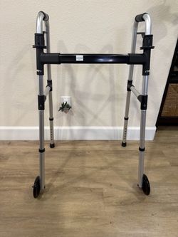 Brand New Adjustable Folding Walker w/ Wheels – 350 lb Capacity