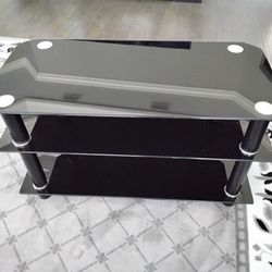 Glass TV Stand - Chrome and Black