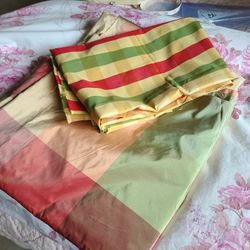 silk fabric gingham plaid fall color runner