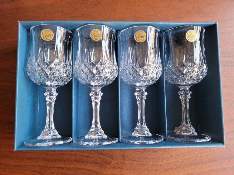 Vintage Cristal D'Arques  France Longchamp Cordial Wine Glasses Set Of 4