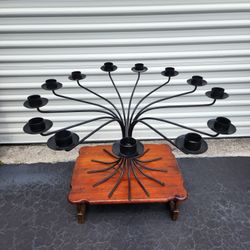 Large Impressive Vintage Wrought Iron Candle Holder