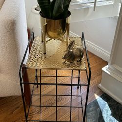 Mid-Century Modern Atomic Original Metal 1960S Starburst End Table Magazine Rack, Record Holder Bed Stand Small Rack