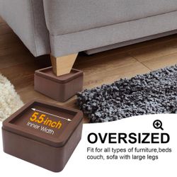 Furniture/ Bed Risers 3 Inch, Oversized Fit Up to 5.5" Legs, Heavy Duty Support 6000lbs, Stackable Bed Raising Blocks
