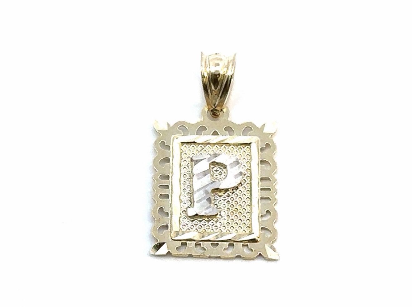 Woman’s Men’s 10k Yellow Gold Initial P Charm Pendant for Necklace GP3107763
