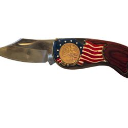 Large Liberty Knife - W/ 18kt Gold Tge Coin 