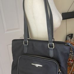 Karl Lagerfeld Nylon And Faux Leather Tote Hand/Shoulder Bag Paris