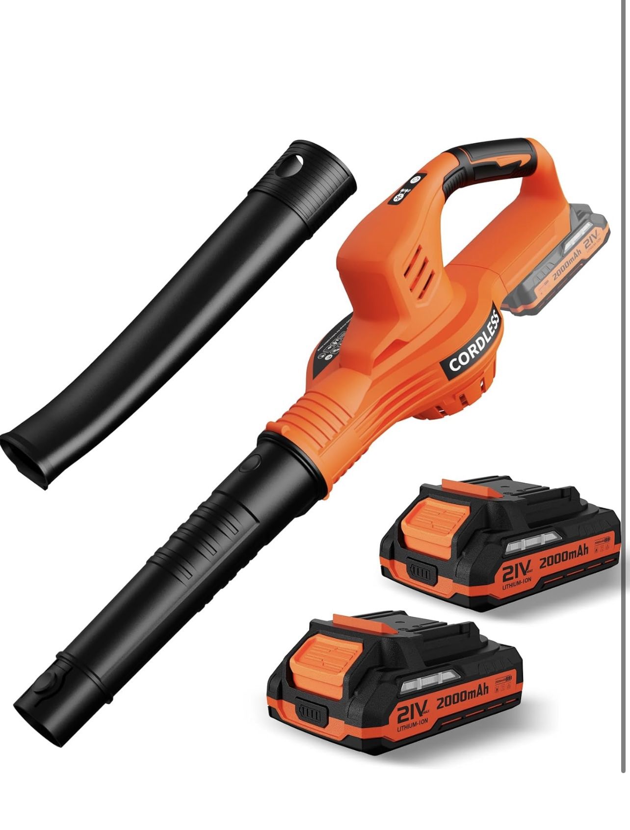 Leaf Blower Cordless - 21V Powerful Electric Leaf Blower with 2 Batteries and Charger