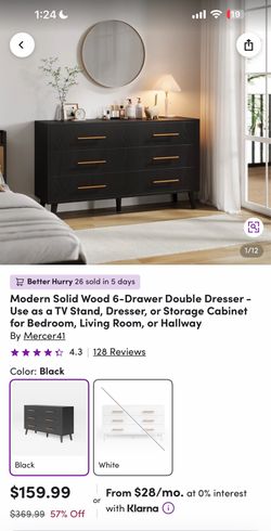 Modern 6-Drawer Double Dresser