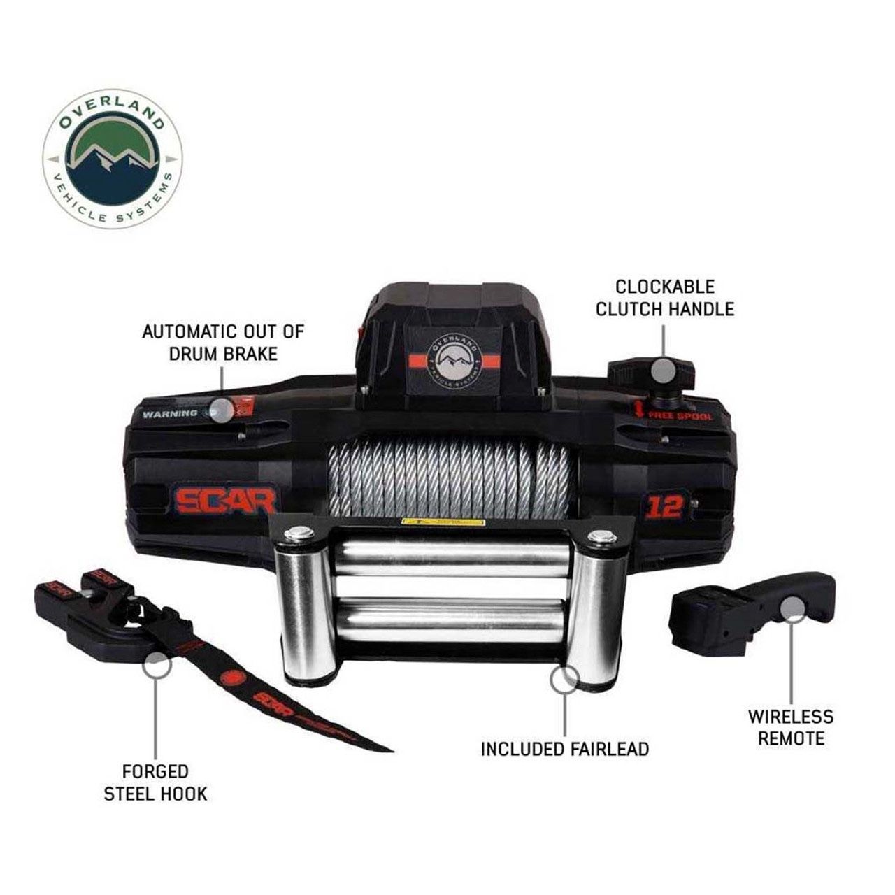 SCAR 12 - 12,000 Lbs. Rated Steel Cable Winch