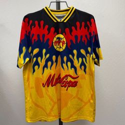 Súper Clean Mexicantown Flea Club America Inspired Flame Soccer Jersey Size L