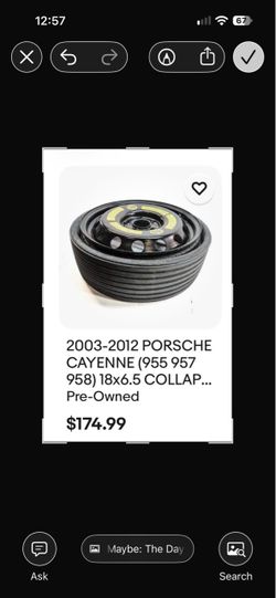Wheel and tire, Porsche Cayenne collapsible spare tire