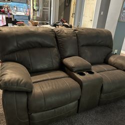 Ashley Living Room Set Gray Leather. 