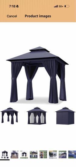 Outdoor Hardtop Gazebo with Curtains