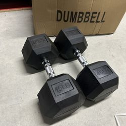 New pair of 45lb rubber dumbbells in box 📦 $90