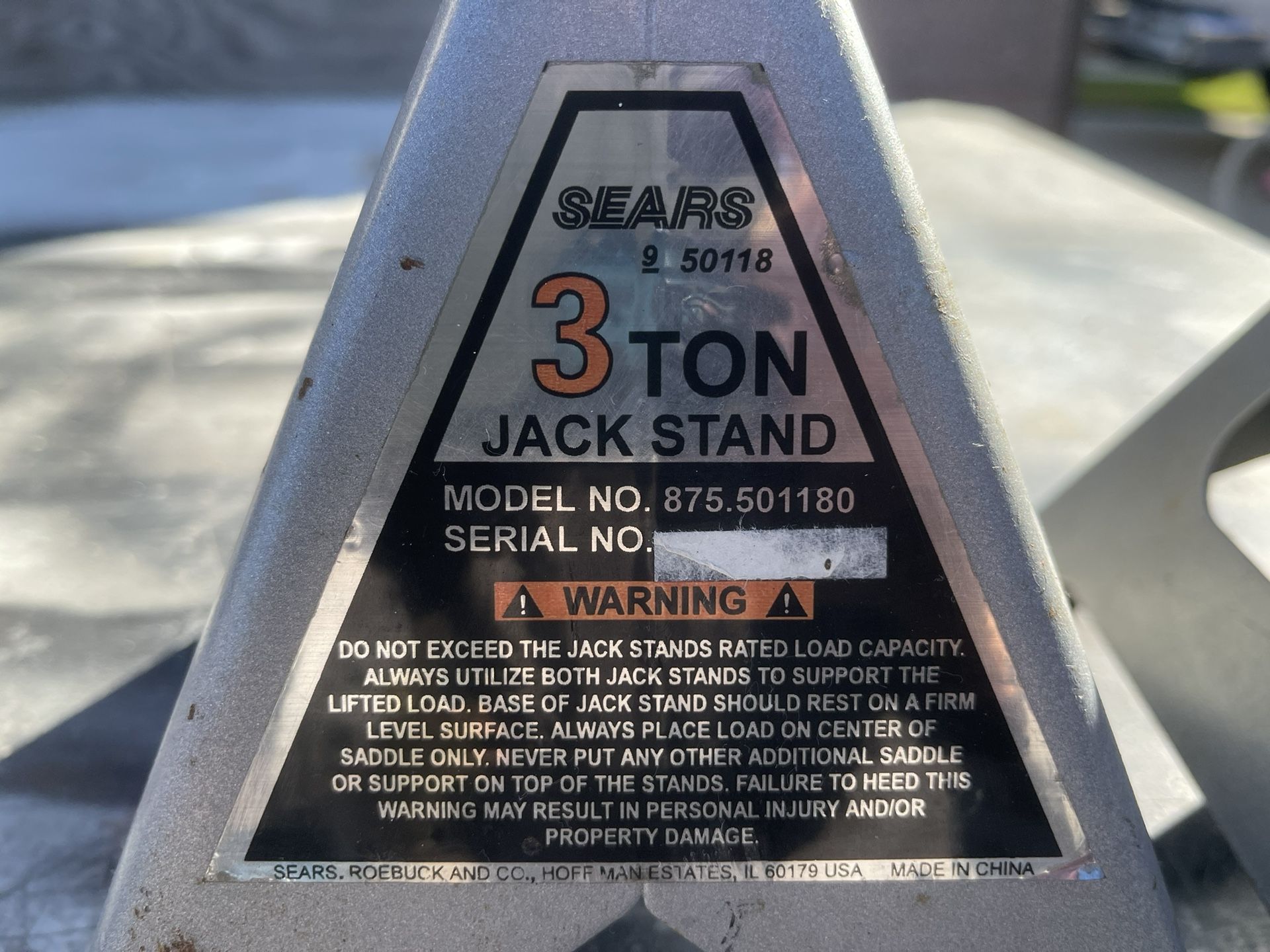 Sears, Roebuck and Company 3 Ton Jack Stands