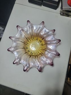 Art Glass Ruffled Edge Decorative Bowl