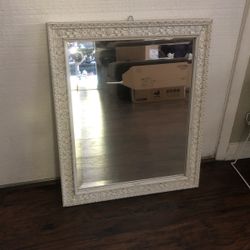 Vintage White Wood Frame Mirror