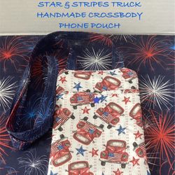 NEW STARS & STRIPES FARMERS HANDMADE CROSSBODY PHONE POUCH 
