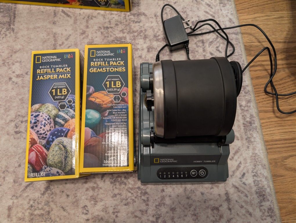 National Geographic Hobby Rock Tumbler Kit -2lbs Raw Gemstone & Jasper Mix