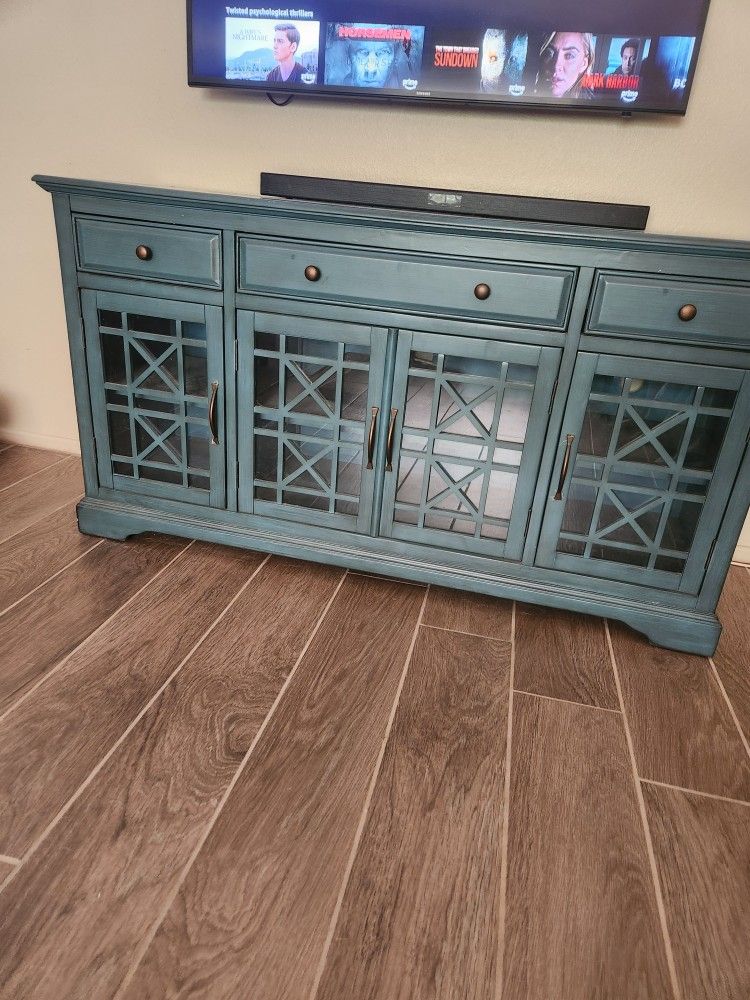 Blue Wooden Media Unit