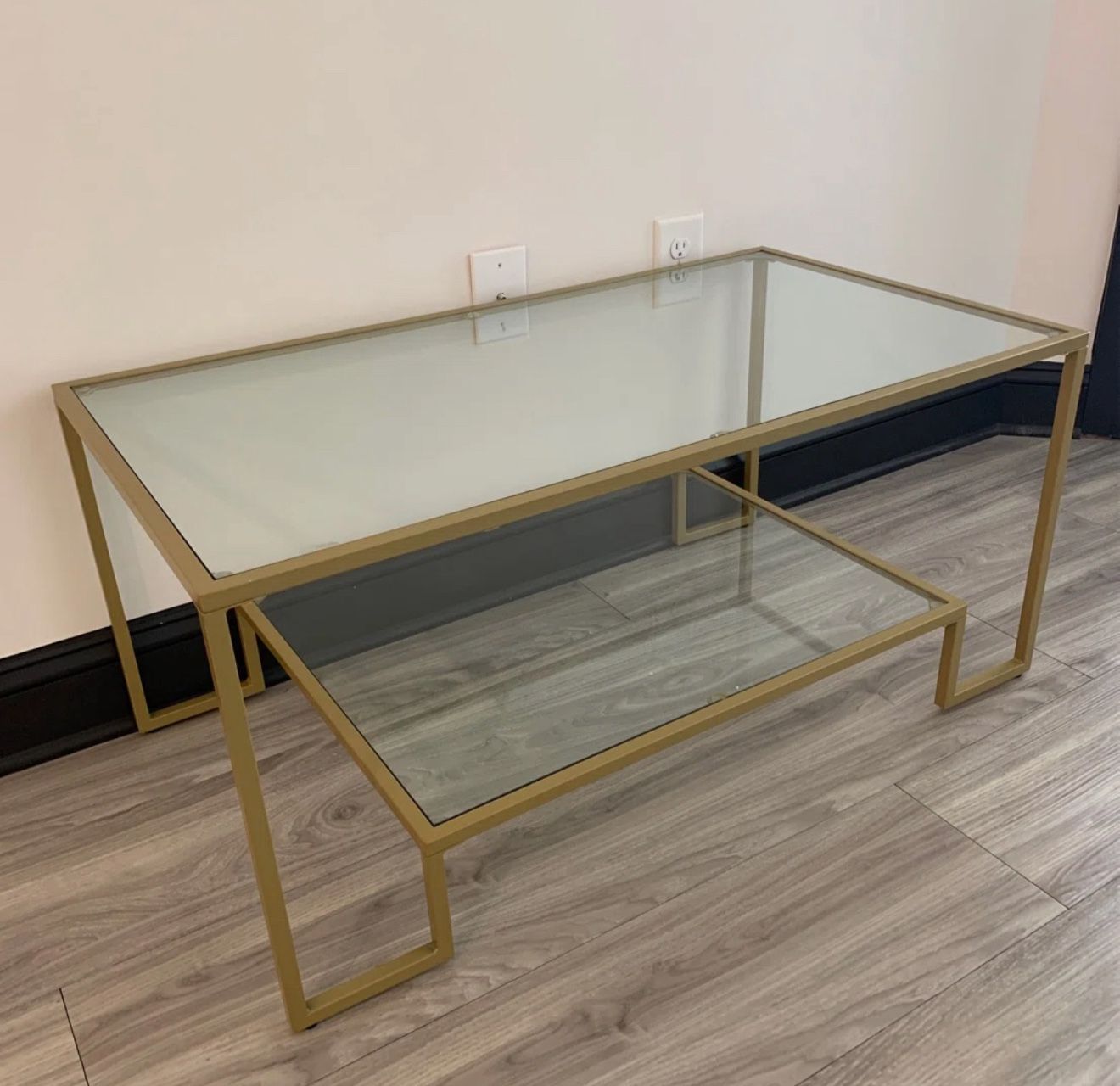 Gold and glass coffee table