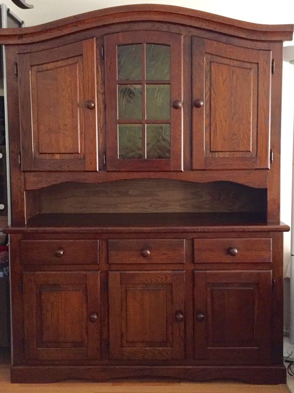 Belgian Oak Hutch Refinished Cabinet Shelving Shelves