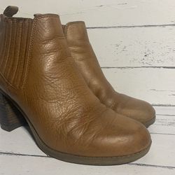 dr scholls boots women size 7.5 brown high heel ankle shoes