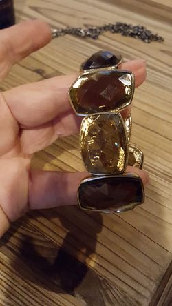 Smoke colored stone stretch bracelet