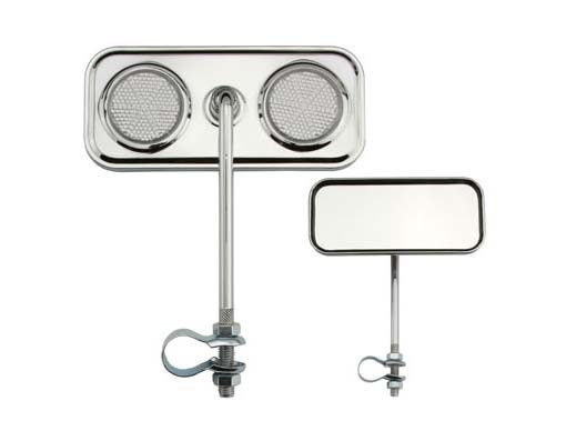 NEW Rectangular Chrome Mirror W/ Reflectors