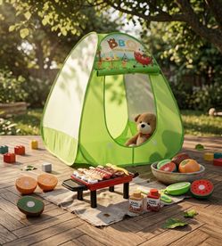 BBQ PLAY TENT & accs included new in box