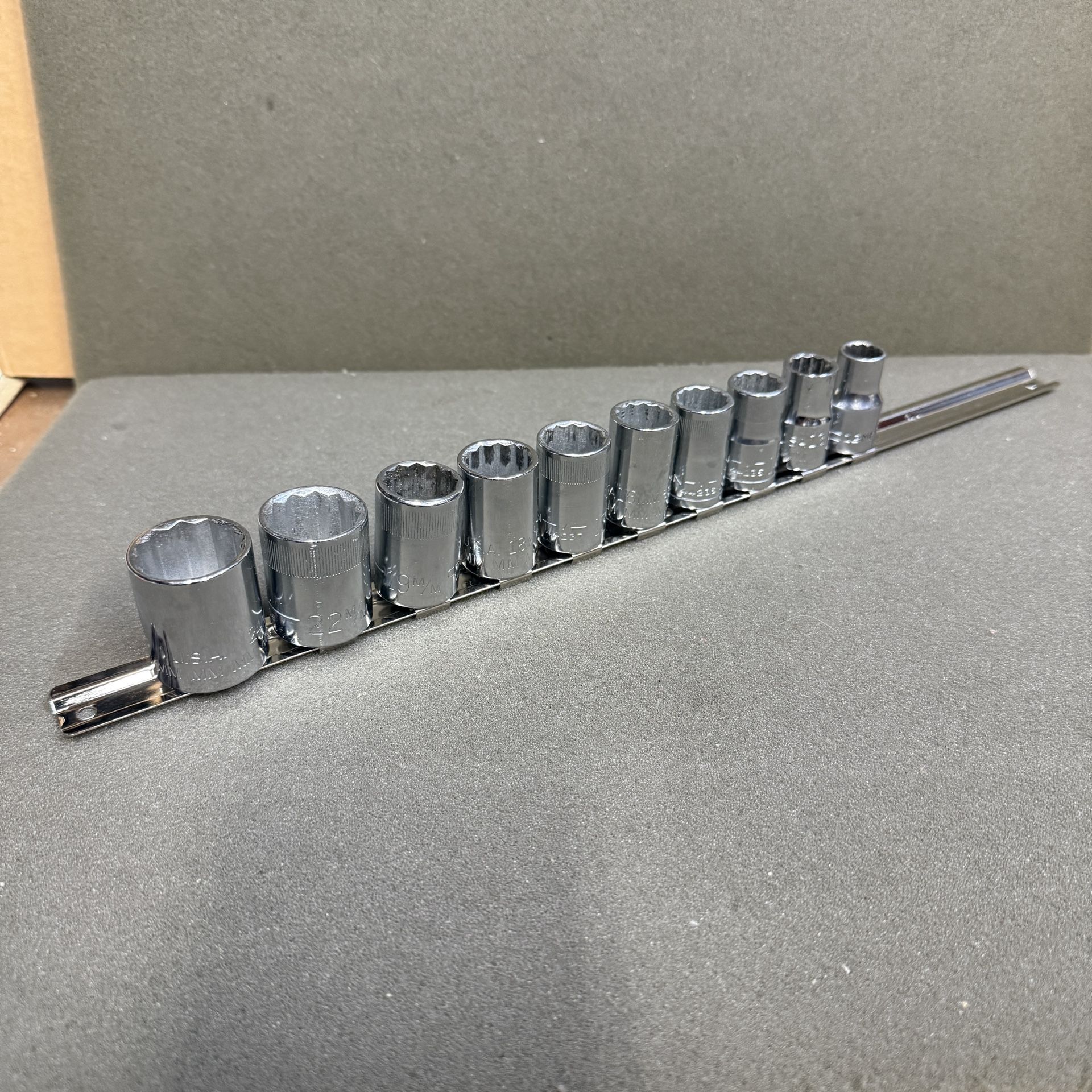 (10 piece) CRAFTSMAN / EASCO METRIC 1/2” DRIVE SOCKET SET, 12-24mm -USA-
