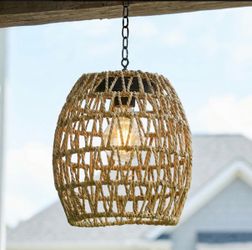 Solar Powered Woven Rope Hanging Lantern