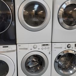 LG Front Load Washer And Stackable Gas Dryer Set 