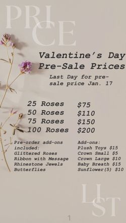 Valentines Day Pre Order Roses