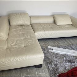 beige  Faux leather couch Excellent condition like new no dog no cats no kids