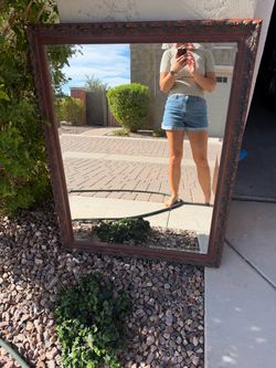 Large Ornate Wood Framed Wall Mirror