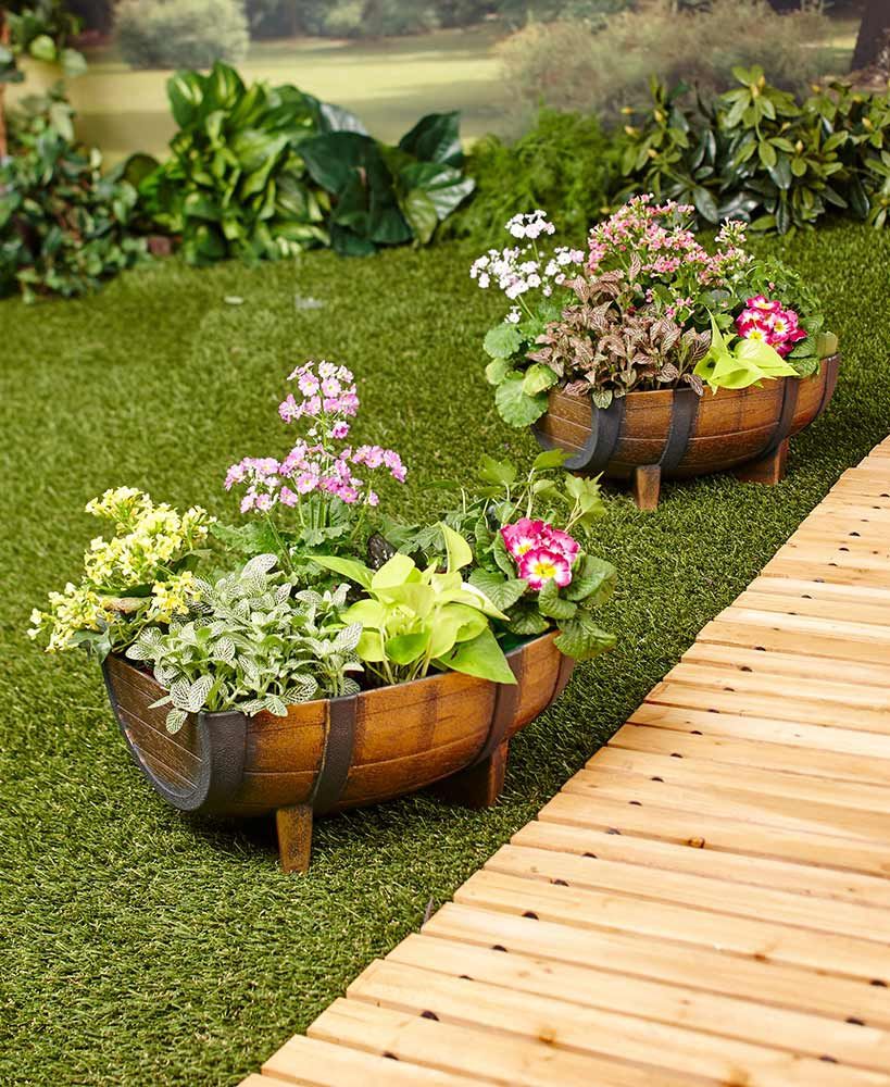 Pocket Planet For Flowers Half-Barrel Planters Set Of 2