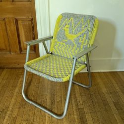Vintage macrame mid century lawn chair