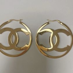 💎 18K Gold  Plated Stainless Steel Hoop Earrings. No Flaws. 
