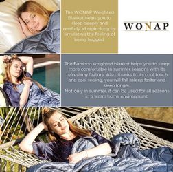 WONAP Cooling Weighted Blanket for Couple | 100% Natural Bamboo Viscose | 25 lbs | 86"x92" King Size | Heavy Blanket | Folkstone Grey