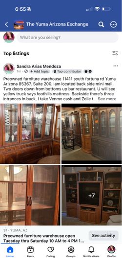 Preowned furniture warehouse open Tuesday through Saturday 10 AM to 4 PM