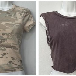 lot of 2 womens BDG Urban Outfitters shirts - Camo + Crop - size M