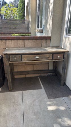 Rustic Wood Desk with Three Drawers