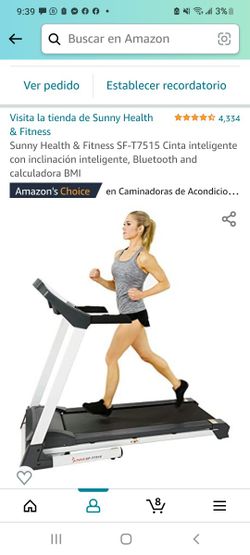 Sunny Health & Fitness SF-T7515 Cinta inteligente con inclinación inteligente, Bluetooth and calculadora BMI