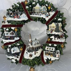 Thomas Kinkade Christmas Light Up Wreath