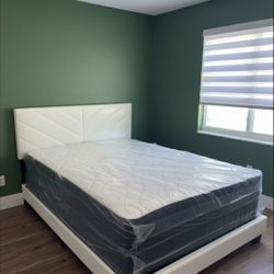 QUEEN SIZE BED SET MATTRESS + BED FRAME + BOXSPRING 3PCS // Cama Queen Completa 