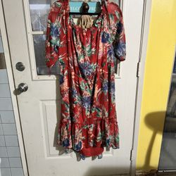 Ava Viv Red Flower Dress Size 2x