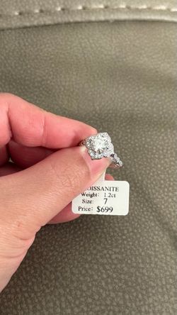 Moissanite Halo Engagement Ring Size 7